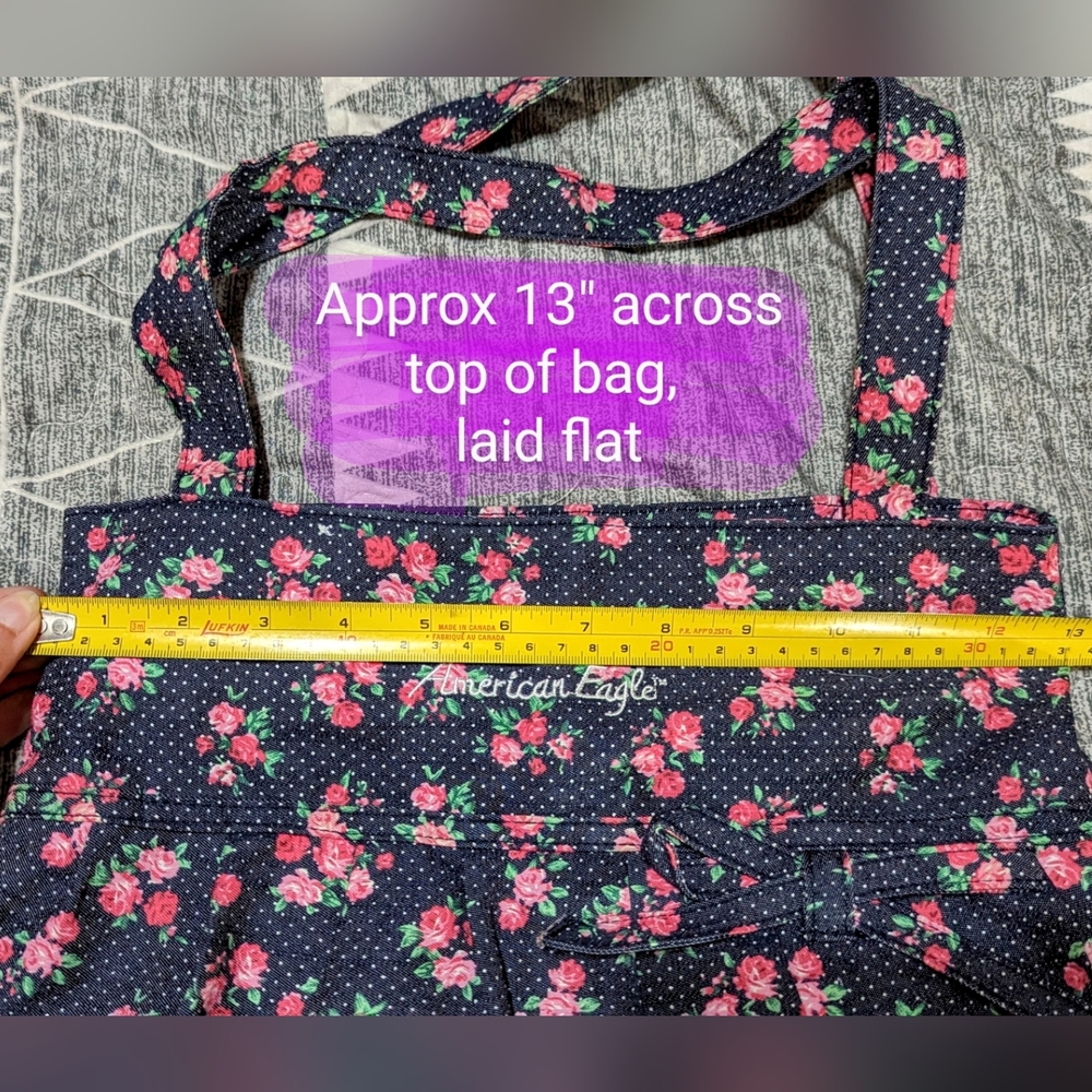 American Eagle By Payless Floral Tote Bag - Black and Pink - Picture 8 of 12